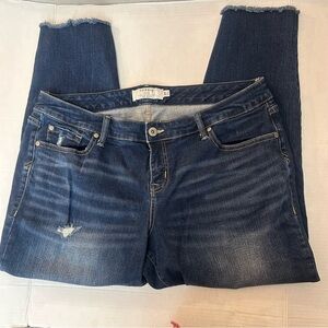 Torrid Dark Wash Cropped Raw Hem Distressed Jeans Women Plus 18 R